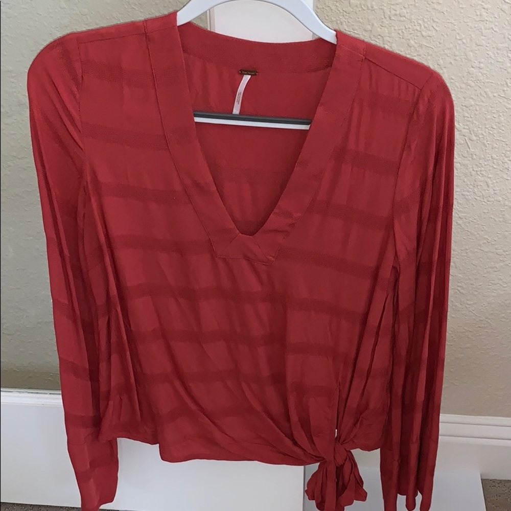Free People Striped Bell Sleeve Top